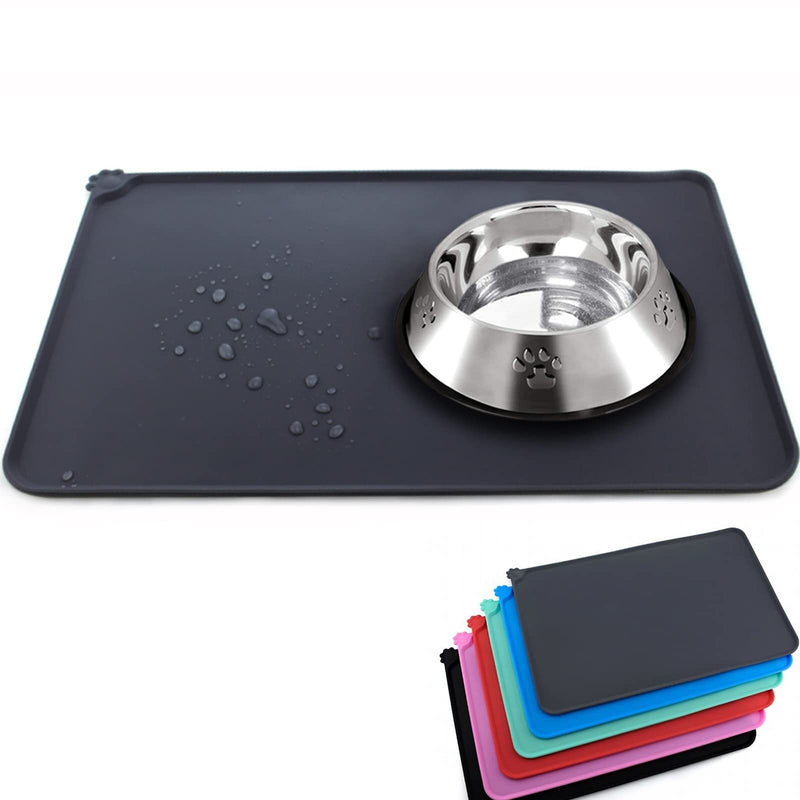 SUOXU Pet Feeding Mat,Waterproof & Non Slip Silicone Bowl Mat,for Dog Feeding Bowl and Water Bowls Pet Food Mat for Medium Small Dogs(47x30 cm) 47x30cm Black - PawsPlanet Australia