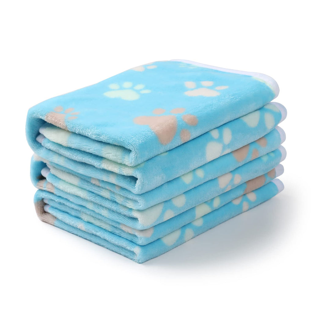 1 Pack 3 Blankets Thickened Super Soft Fluffy Premium Fleece Pet Blanket Flannel Throw for Dog Puppy Cat Blue Heart Paw Small (23*16") - PawsPlanet Australia