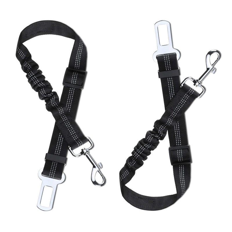 Car Seat Belt, Dog Seat Belt with Anti Shock Bungee Buffer, Suitable for Small/Large/Medium Dogs, 2 Pack, Black - PawsPlanet Australia
