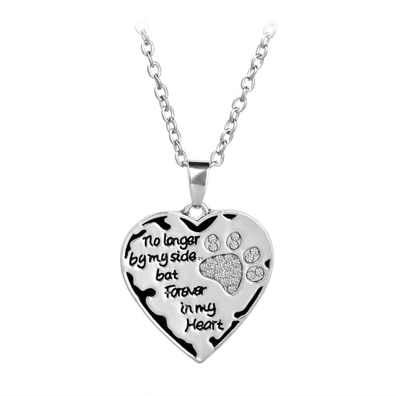 Pet Remembrance Gifts No Longer by My Side But Forever in My Heart Pet Loss Necklace for Women Men Christmas Birthday Gifts - PawsPlanet Australia