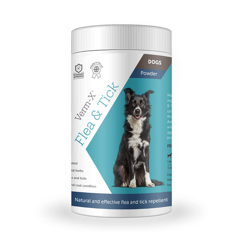 Verm-X Flea & Tick Powder for Dogs, Effective Natural Repellent, 100% Natural Ingredients, Environmentally Friendly - PawsPlanet Australia