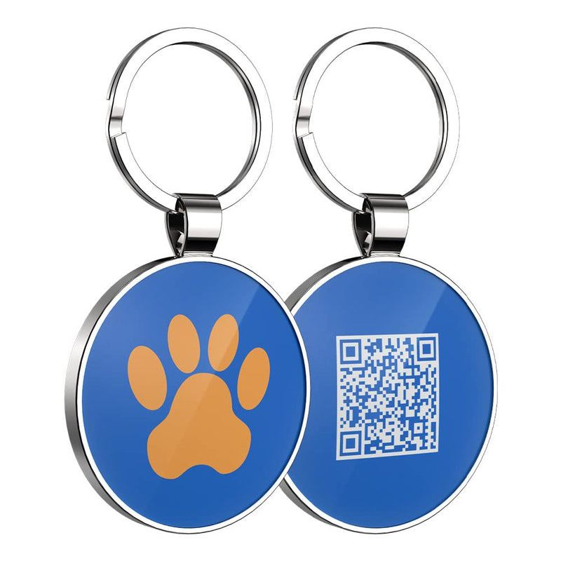 DISONTAG Pet ID Tags, Personalized Dog Tags,Cat ID Tag, Custom Dog Tags,Back QR Directs to The Profile Saving Info|Modifiable Gradient blue paw - PawsPlanet Australia