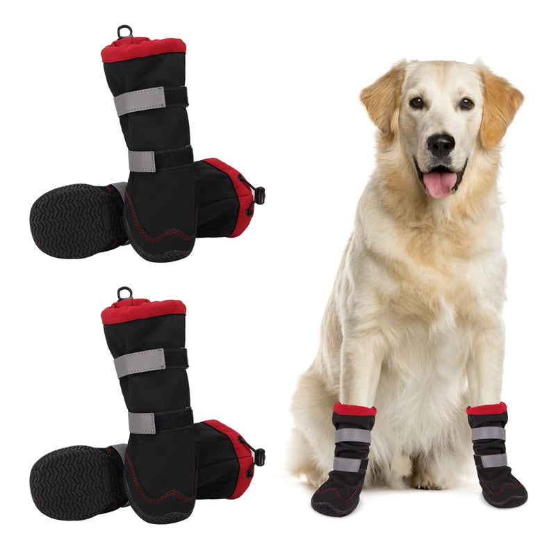 Dociote Protective Dog Boots Waterproof Set of 4, Anti-Slip Dog Shoes Warm Pet Paw Protectors with Soft Mesh Reflective Adjustable Shoes for Small Medium Large Dogs Winter Outdoor Walking Red 1# 1# - PawsPlanet Australia