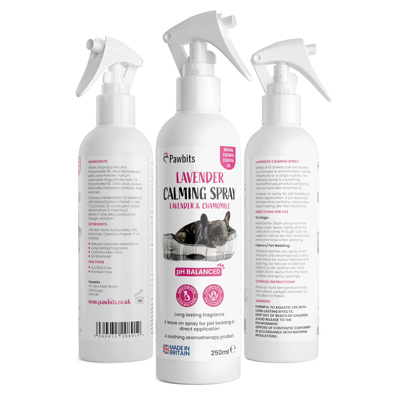 Lavender Calming Spray for Stressed and Anxious Dogs 250ml - Dog-Friendly Lavender and Chamomile Cologne to Neutralise Odours and Calm Anxious Pets - PawsPlanet Australia