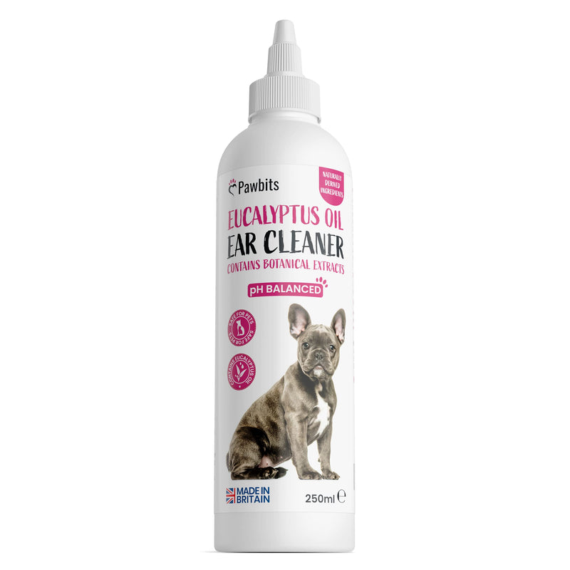 Pawbits Ear Cleaner for Dogs & Cats A Moisturising Ear Cleaning Solution with Eucalyptus Oil to Remove Dirt & Wax – Non Toxic & Soothing Drops to Stop Itching & Discomfort, Head Shaking (250ml) 250ml - PawsPlanet Australia