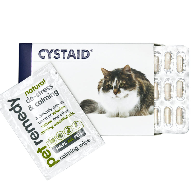 Petstoreo Cystaid for Cats - 30 Sprinkle Capsules - With Calming Wipe - PawsPlanet Australia