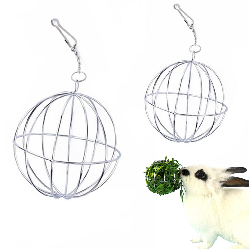 2 Pieces Rabbit Hay Feeder Rabbit Hay Ball Stainless Rabbit Grass Ball Pet Hay Rack Bowl Accessories for Guinea Pig Small Animal Pet - PawsPlanet Australia