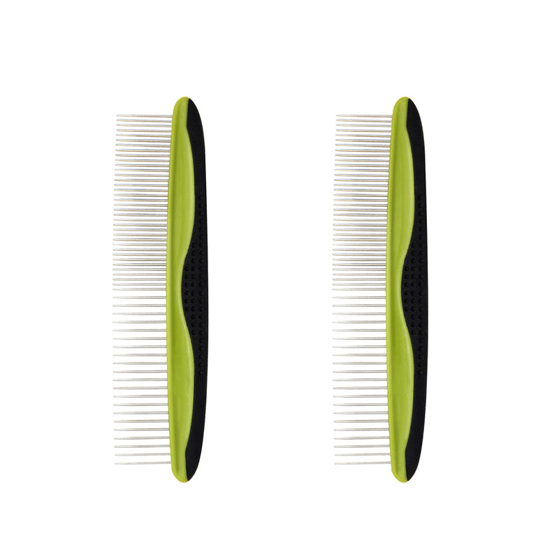 2 Pcs Pet Grooming Comb Stainless Steel Pet Grooming Tool Rounded Teeth Dog Comb for Dogs Cats - PawsPlanet Australia