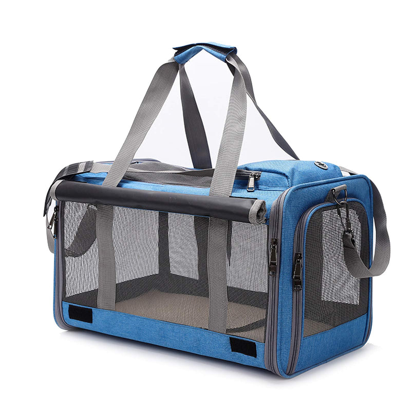 PECHTY Dog Cat Carrier Travel Soft Sided Bags, Airline Approved Pet Carriers for Small Medium Cats Dogs Puppies Bunny（ 18.5”*10.4”*11.4” ）(sky blue) sky blue - PawsPlanet Australia