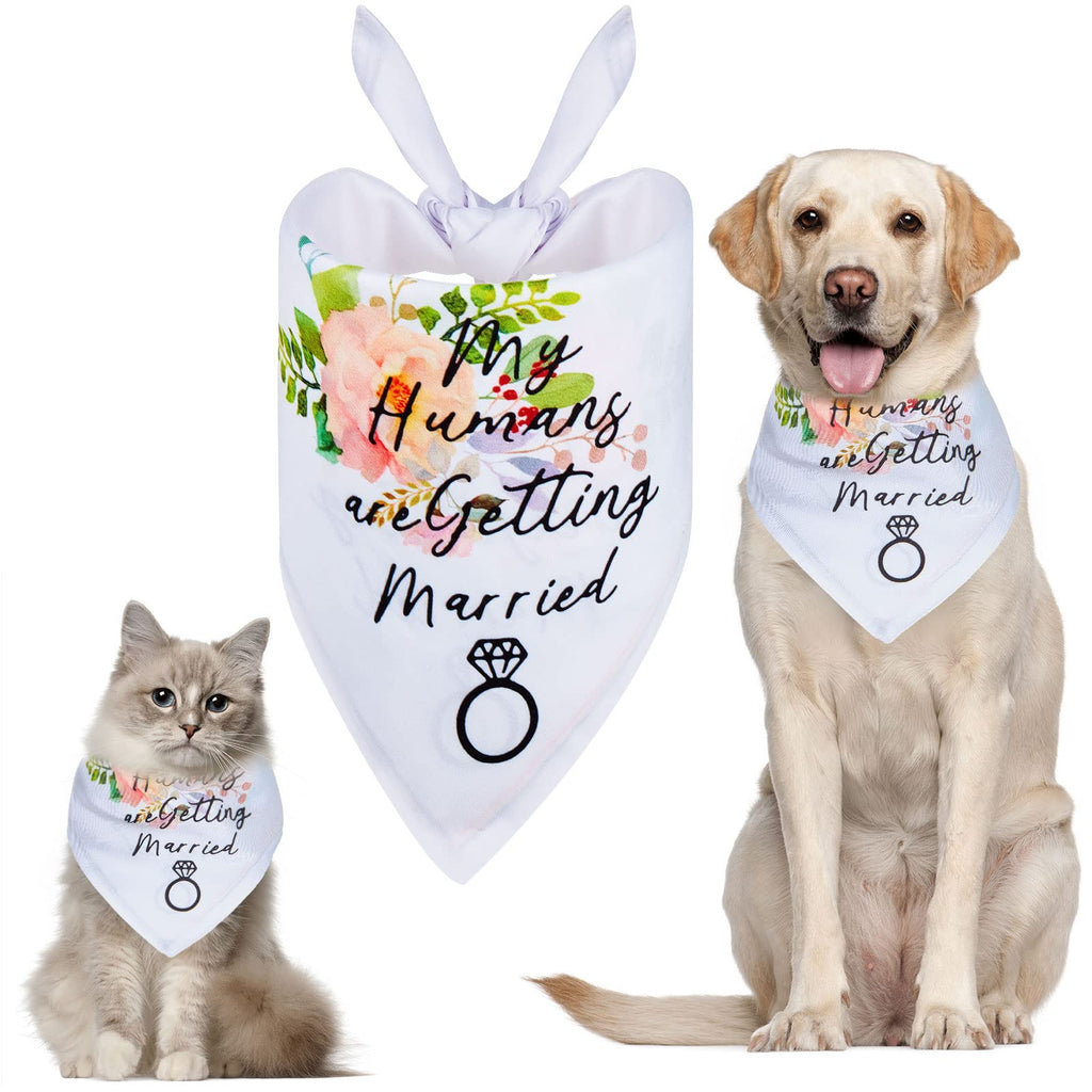 Dog Wedding Bandana My Humans are Getting Married Pet Bandanas Bib with Elegant Flower Leaves Diamond Patterns Pet Scarf Accessories for Dogs Cats Lovers - PawsPlanet Australia