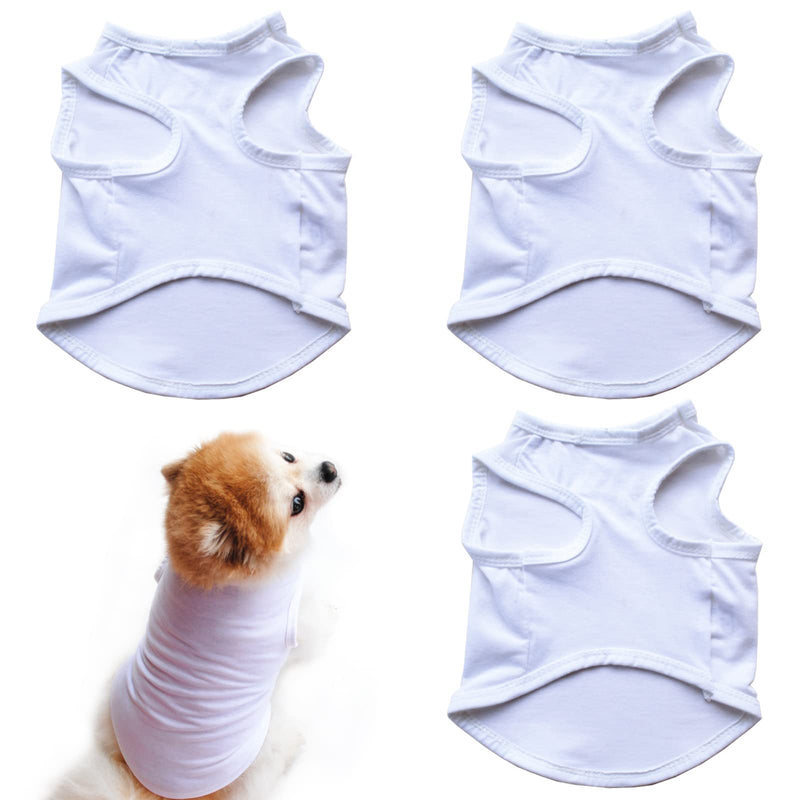 HACRAHO Dog Shirts, 3 PCS Polyester Solid Color Dog T-Shirts Breathable Dog T-shirts for DIY Blank Pet Clothes for Small and Medium Dogs and Cat, White, L - PawsPlanet Australia