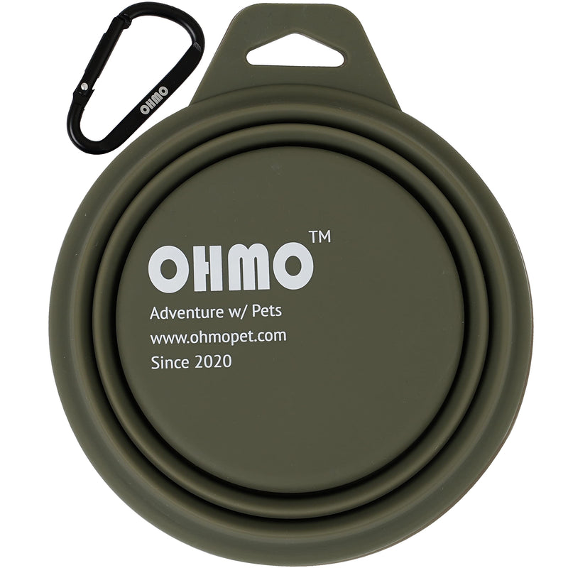 OHMO Collapsible Large Dog Bowl, 900ml, Portable Pet Feeding Bowl with Carabiner for Medium to Large Pets, Sturdy, Lightweight, Unique Designed, Great for Indoor Outdoor Travel (Camouflage Green) Camouflage Green - PawsPlanet Australia