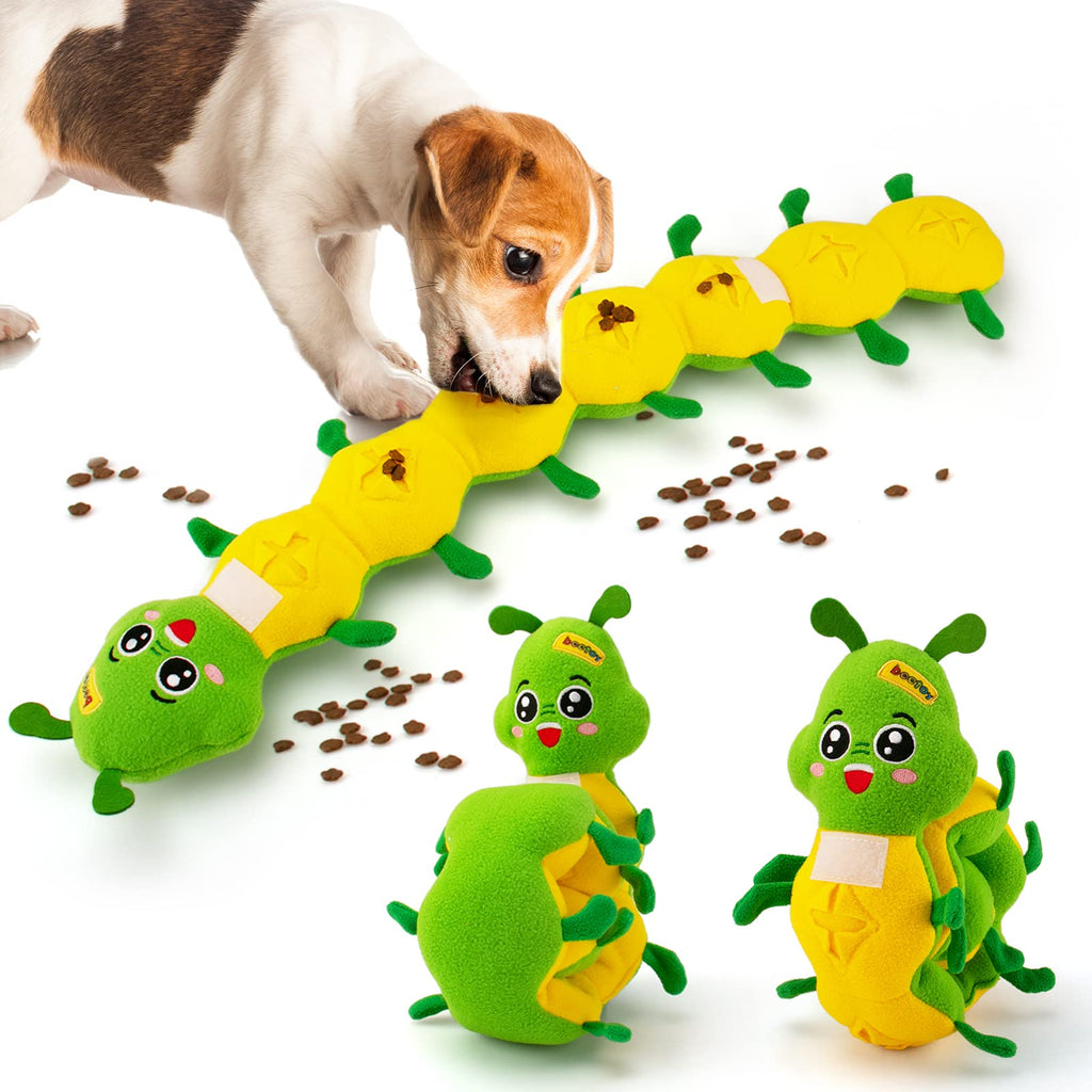 beetoy Squeaky Dog Toys for Boredom, Dog Snuffle Toys Interactive Dog Enrichment Toy for Puzzle & Foraging Instinct Training, Soft Plush Dog Activity Toys Tough Teething Toy for Puppy Small Medium Caterpillar - PawsPlanet Australia