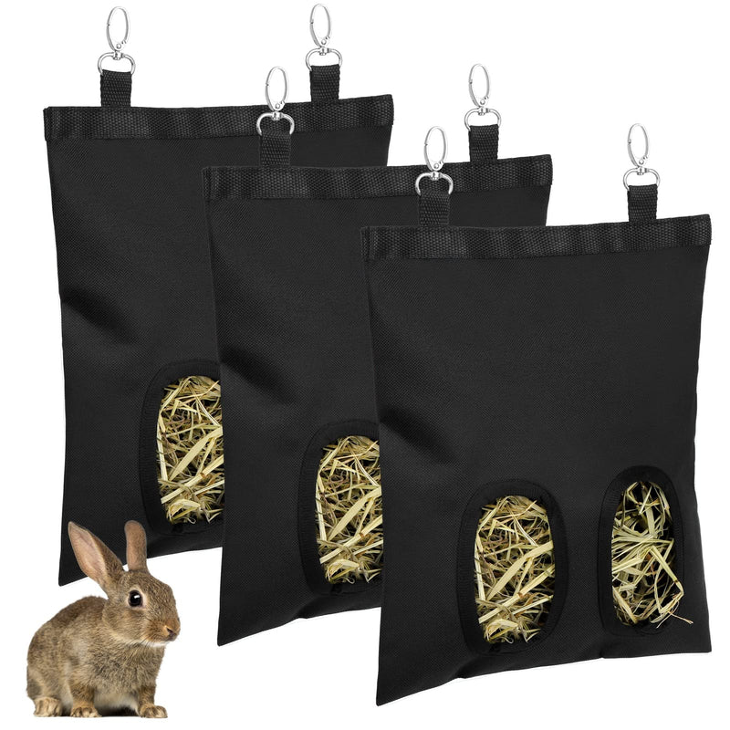 Tiibot 3 Pieces Rabbit Hay Feeder Bag Guinea Pig Small Animal Hanging Feeder Sack Hay Bag Feeding Bag Hay Feeder Storage for Chinchilla Hamsters Rabbit Guinea Pig Small Pets (Black) Black - PawsPlanet Australia