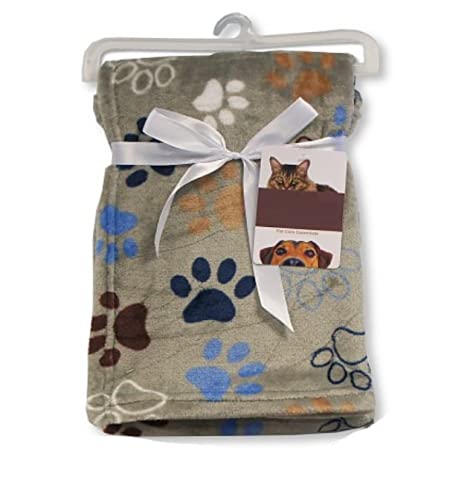 Pet Blanket for Dogs and Cats Small Medium Fleece Flannel Blanket for Pets 100x 85cm - Soft Fluffy Warm Blanket Throw- Cute Dogs Cat Blanket (Multicoloured Paws) - PawsPlanet Australia