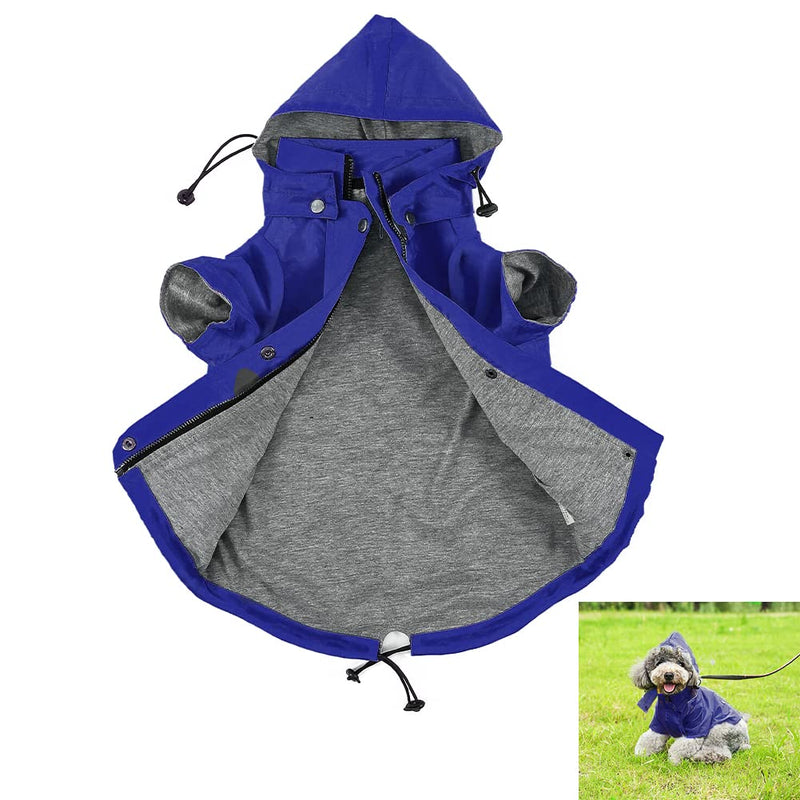 Dogs Raincoats waterproof, Stylish Premium Dogs Waterproof Coat with Legs, Dog Coats Waterproof with Zipper, Dogs Raincoats, Adjustable Drawstring, Removable Hood, Warm Waterproof Dog Coat - Blue XS - PawsPlanet Australia