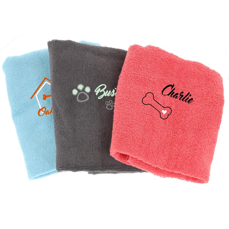 Always Looking Good Personalised Embroidered Dog Towel Super Absorbent Puppy Pet Gift Choice of Designs and Colours (Medium, Black) Medium - PawsPlanet Australia