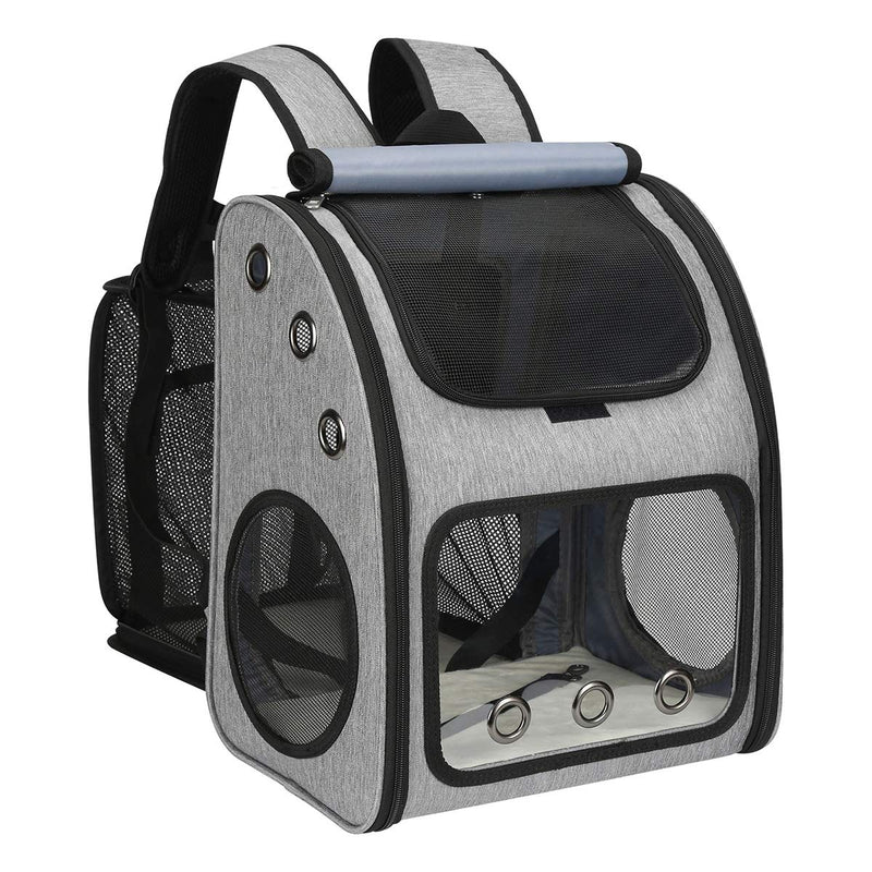 FASRIOU Expandable Pet Carrier Backpack for Cats, Dogs and Small Animals, Portable Pet Travel Carrier, Super Ventilated Design, Airline Approved, Ideal for Traveling/Hiking /Camping, Grey - PawsPlanet Australia