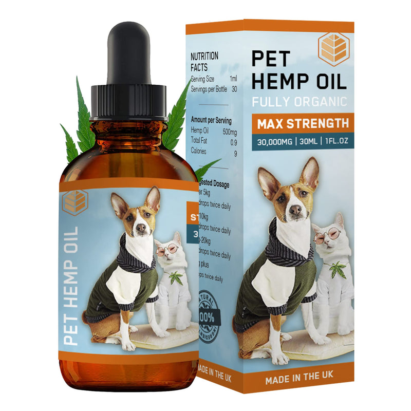 Hemp Oil for Dogs by AMZ Evergreen® | Made in the UK | Stress Relief for Dogs | Anxiety Supplement for Dogs, Cats, Pets | Organic Hip and Joint Support for dogs | Omega 3, 6, 9 - PawsPlanet Australia