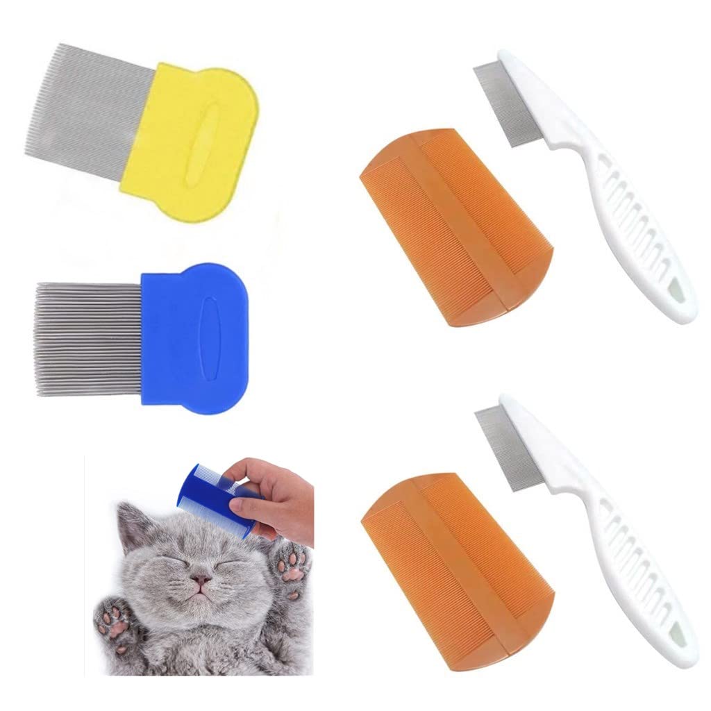 Voarge 6 Pcs Pet Lice Flea, Remove Float Hair Tear Marks Tick Removal Tool, Combs Fine Tooth Grooming Removal Tool Long Time Using （Random Color） - PawsPlanet Australia