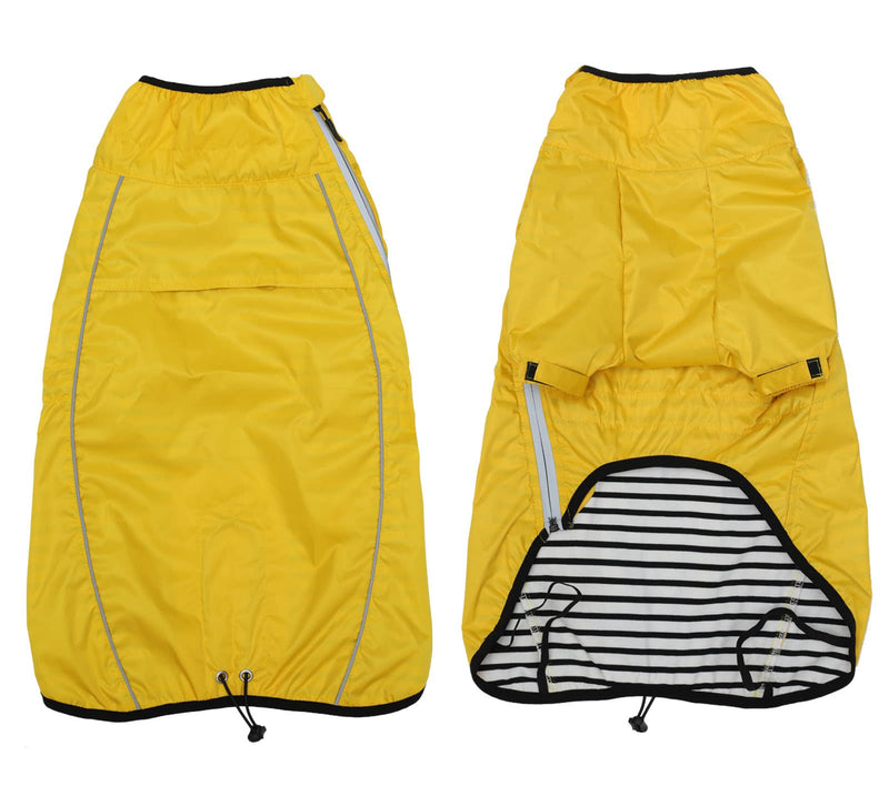 Pethiy Dog Raincoat Outdoor windproof 1/2 Leg jacket, Pet Outdoor Clothing Dog Waterproof Coat,Pet Lightweight Rain Jacket With Reflective Strip-Yellow-M M Yellow - PawsPlanet Australia