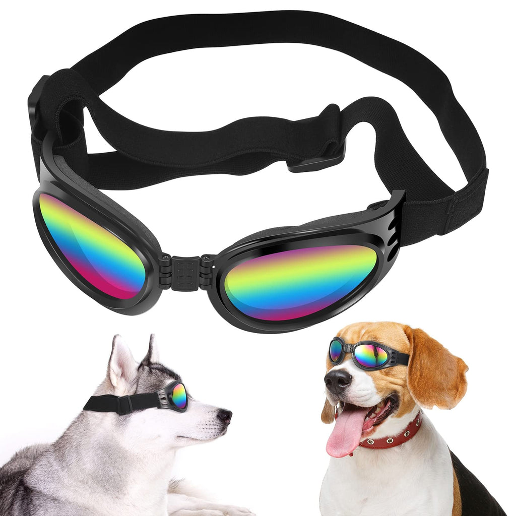 Fuyamp Small Dog UV-proof Sunglasses, Waterproof Windproof Pet Goggles with Adjustable Strap, Eye Protection and Cool Style for Dogs Cats Puppies Pets (Black) - PawsPlanet Australia