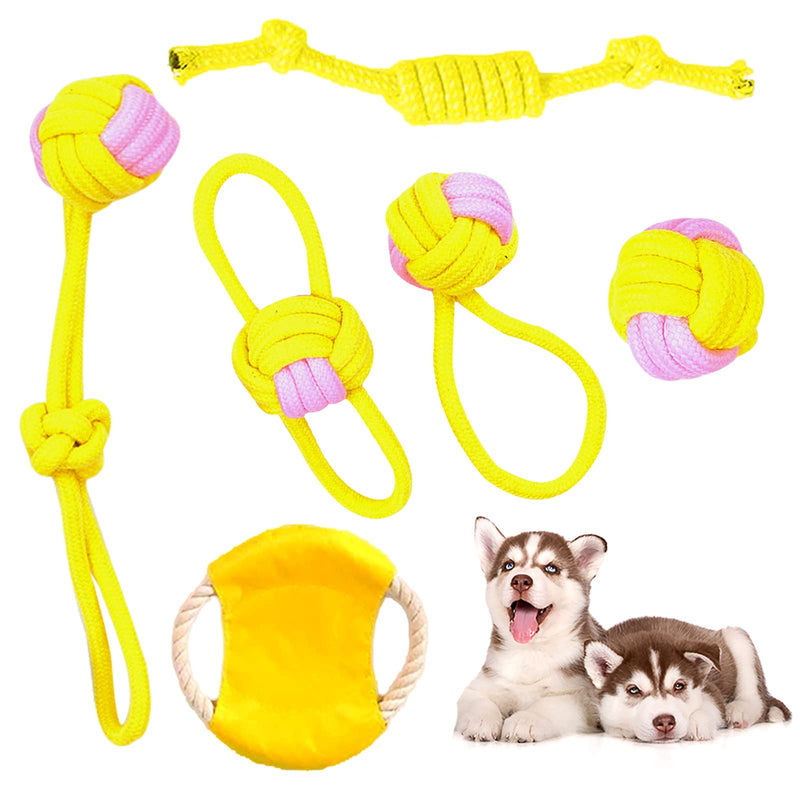 Dog Toys Puppy Toys from 8 Weeks Small Dog - 6 pack Dog Rope Toys Indestructible - Natural Cotton Puppy Chew Toy - Last Long Puppy Teething Toys from 12 Week Medium Dogs 6pcs - PawsPlanet Australia
