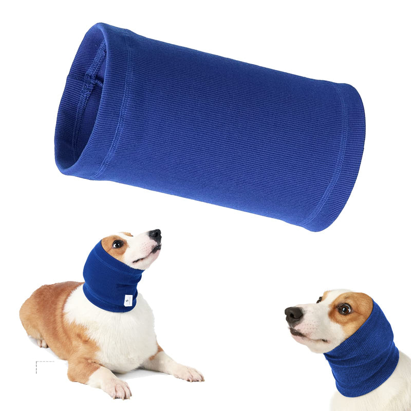 ACHANFLY Dog Snood Large Dog Neck and Ear Warmer Protectors Flexible Dog Ear Defenders Dog Ear Muffs Blue Dogs Happy Hoodie No Flap Quiet Ear Wraps for Pet Anxiety Relief Reduce Noise Grooming 20x10cm - PawsPlanet Australia