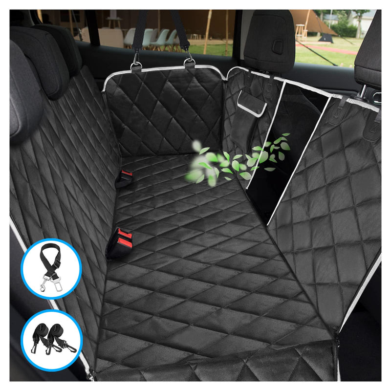 Dog Car Seat Cover,100% Waterproof with Mesh Window And Storage Pocket,Durable Scratchproof Nonslip Dog Car Hammock with Universal Size Fits for Cars/Trucks/SUV Black/White - PawsPlanet Australia