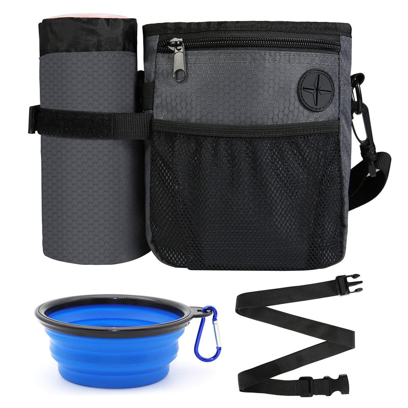 SLSON Dog Treat Pouch Bag with Collapsible Dog Bowl, Dog Walking Bag with Water Bottle Bag, Puppy Training Bag with Adjustable Belt and Shoulder Strap for Walking, Traveling - PawsPlanet Australia