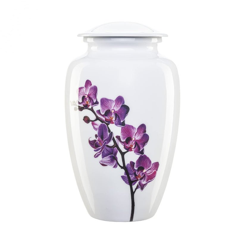 Urns for Ashes Adult Large Cremation Funeral Human Memorial Burial Remain Metal Waterproof Full Size Screw Lid Purple Orchid - PawsPlanet Australia