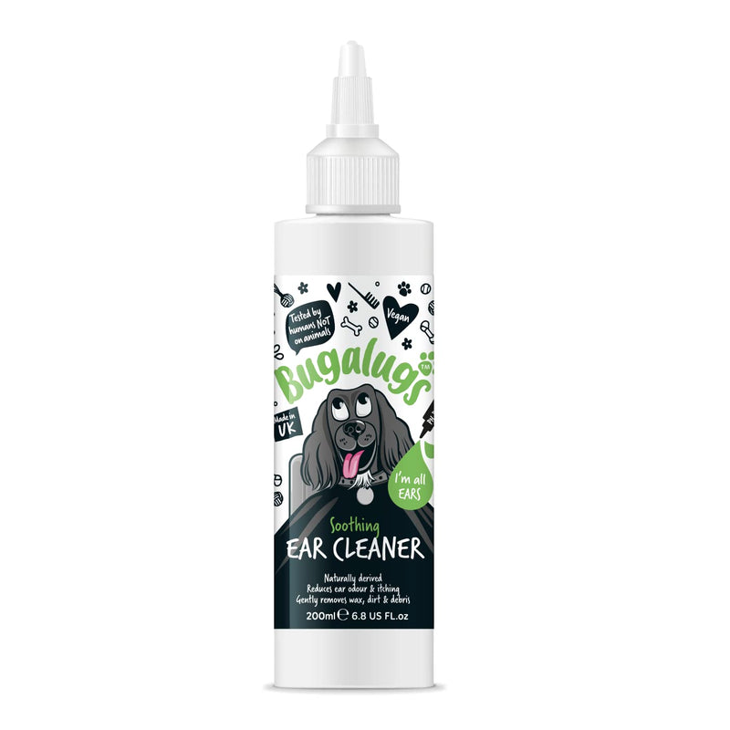 BUGALUGS Dog Ear Cleaner Dog Ear Cleaner Solution 200ml - Stop Head Shaking, Itchy & Waxy Ears - Vet Recommended Dog Ear Drops, Naturally Derived, Non-Toxic Soothing Ear Cleaner Dog - PawsPlanet Australia