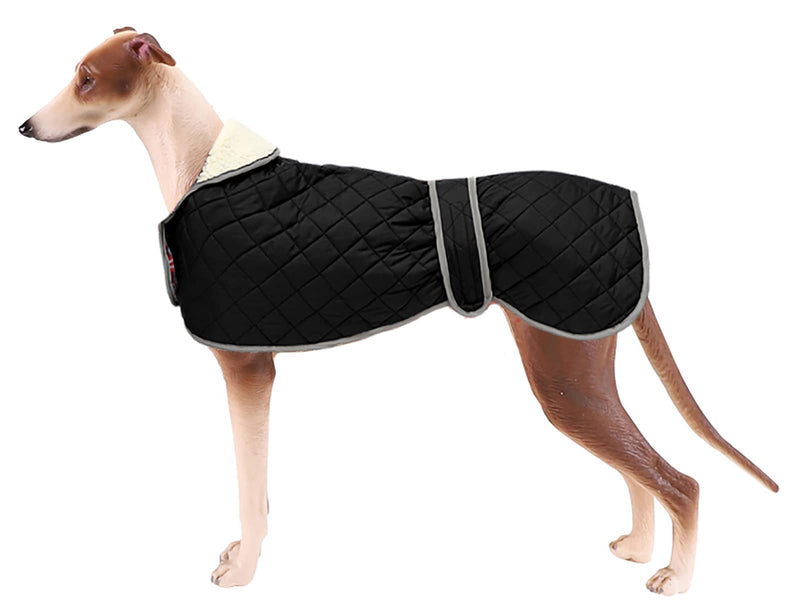 Warm Thermal Quilted Greyhound Coat with harness hole, Dog Winter Coat with Warm Fleece Lining, Outdoor Dog Apparel for Medium, Large Dog -Black-XS XS Black(Diamond lattice) - PawsPlanet Australia
