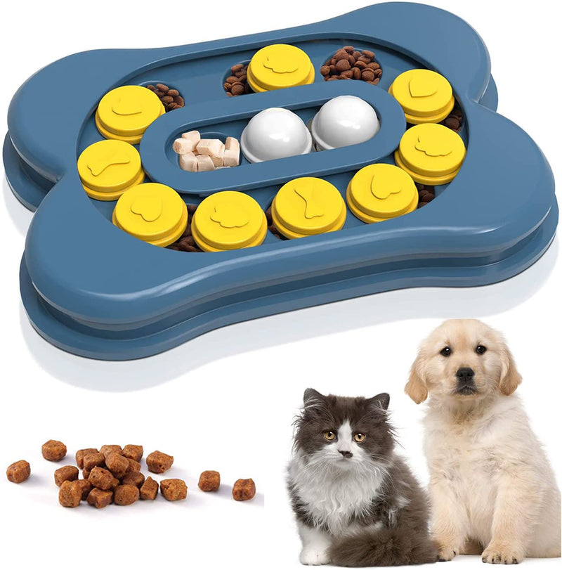 Bingobang Dog Puzzle Slow Feeder Toy,Puppy Treat Dispenser Interactive Toys,Dog Brain Games Bowl with Non-Slip,Improve IQ Training,Blue - PawsPlanet Australia