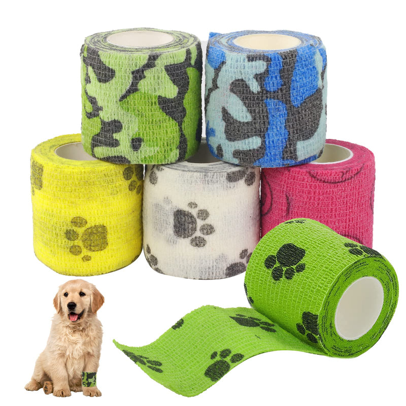 ACHANFLY 6 Rolls Dog Tail Protector Vet Wrap for Dogs Horses Cohesive Bandages Self Adhesive Bandage Sock Tape Elastic Pet Bandage Non-Woven Elastic Breathable for Wrist, Ankle Sprains & Swelling - PawsPlanet Australia