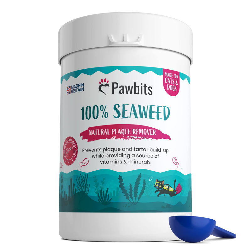 Pawbits 100% Seaweed for Dogs Teeth - 180g Sustainably Harvested Natural Tartar & Plaque Removing Flakes with Vitamins & Minerals to Combat Bad Breath Suitable For Cats - PawsPlanet Australia