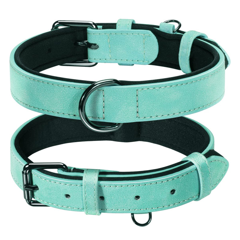 Feeko Reflective Dog Collar, Adjustable Basic Dog Collar with Soft Neoprene Padding, Strong PU Leather Dog Collar for Small Medium Large Dogs S: 2.0cm Wide for 32-40cm Neck Green (Reflective) - PawsPlanet Australia