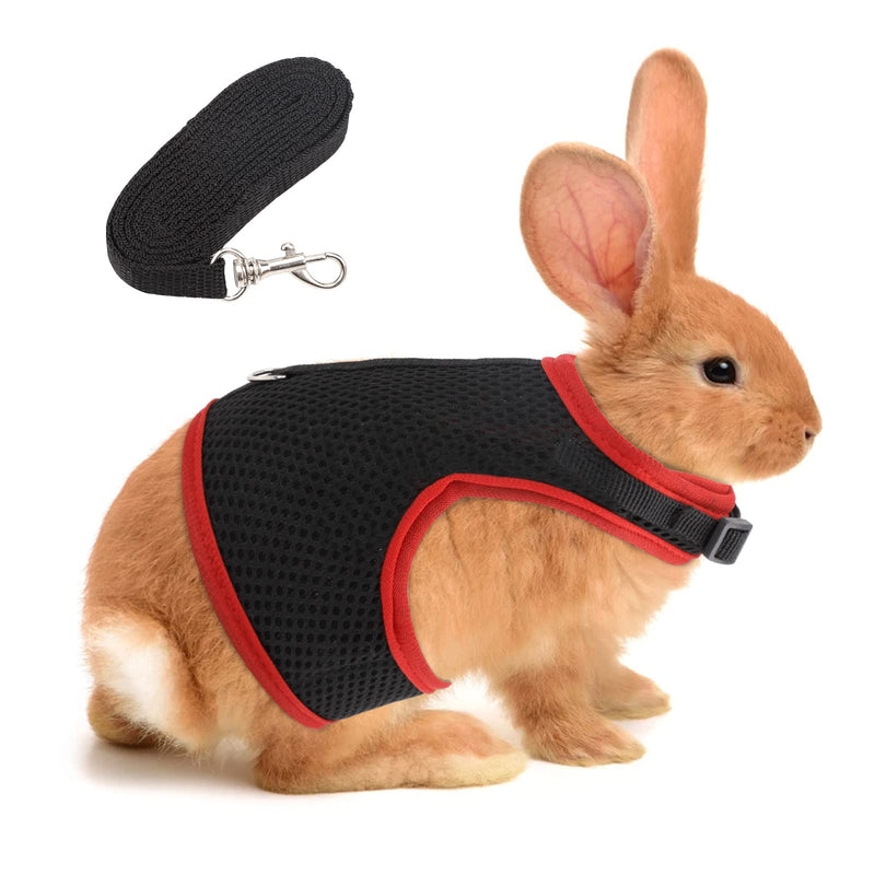 Adjustable Rabbit Harness Leash Soft Harness with Lead for Rabbits Guinea Pigs Harness Rabbit Harness Lead Guinea Pigs Harness Lead Rope for Small Animal Pet Rats Iguana Hamster Ferrets,Size L Black - PawsPlanet Australia