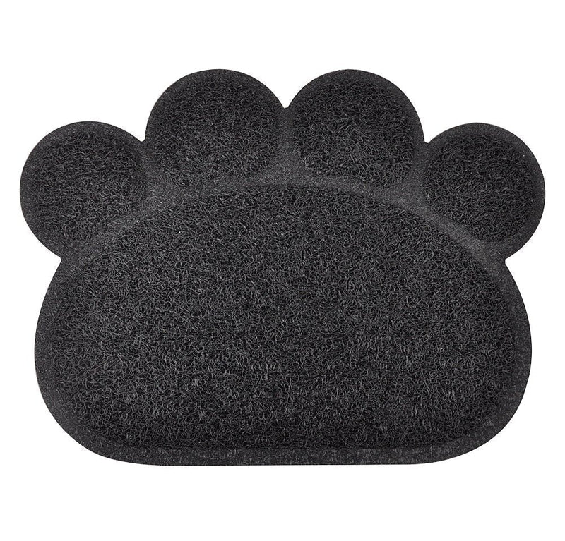 DM Paw-Shaped Cat Litter Tray Mat, 40x30 cm (Charcoal) Charcoal - PawsPlanet Australia