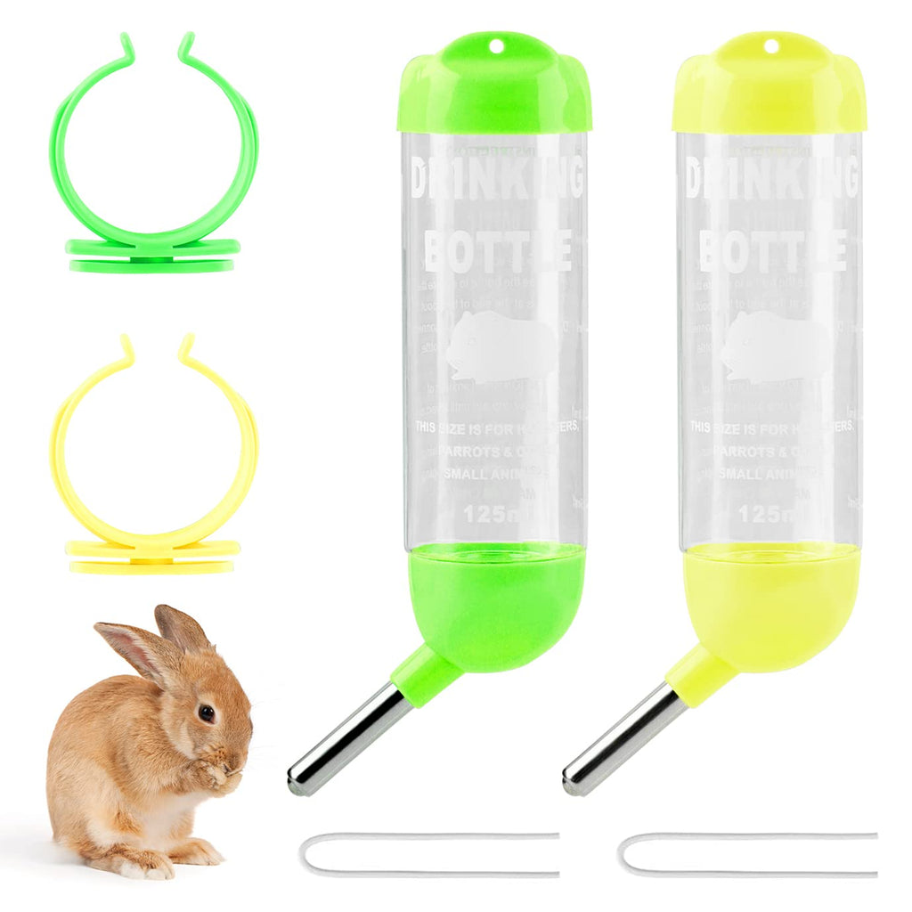QUACOWW 2 Pieces Small Animal Water Bottle, Guinea Pig Water Bottle No Drip Small Animal Drinking 125ml Hamster Water Bottles, Hanging Water Bottle for Small Pet Rabbit Cat Hamster - PawsPlanet Australia