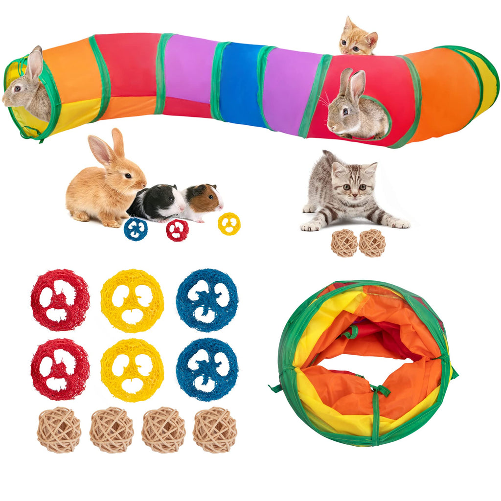 Rabbit Toys Tunnel Pet Toys Small Animal Activity Tunnels Tubes for Rabbits Bunny Dwarf Guinea Pigs Kitty Puppies Crinkle Collapsible toys 11 - PawsPlanet Australia