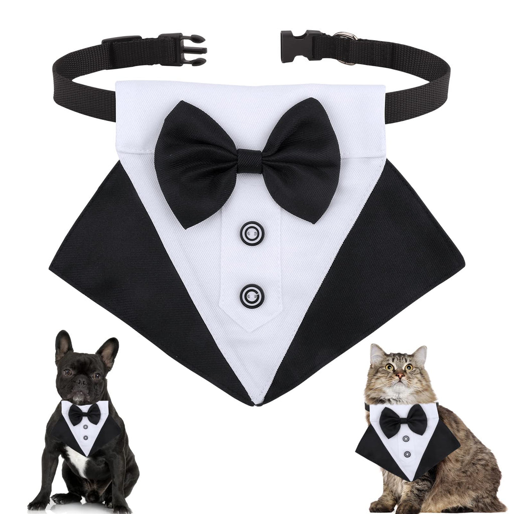 Formal Dog Tuxedo Bandana Dog Wedding Bandana Adjustable Dog Collar with Bow Tie and Neck Tie Black Formal Tux Dog Bowtie Collar Bandana D Ring for Medium Large Dogs (M) M - PawsPlanet Australia