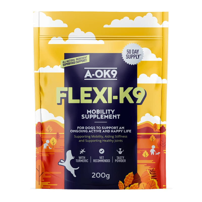 A-OK9 Flexi-K9 | Hip and Joint Supplement for Dogs with Stiffness or Mobility Issues | With Green Lipped Mussel, Glucosamine & Chondroitin, Turmeric Superfoods & Dog Supplements 1 pouch - PawsPlanet Australia
