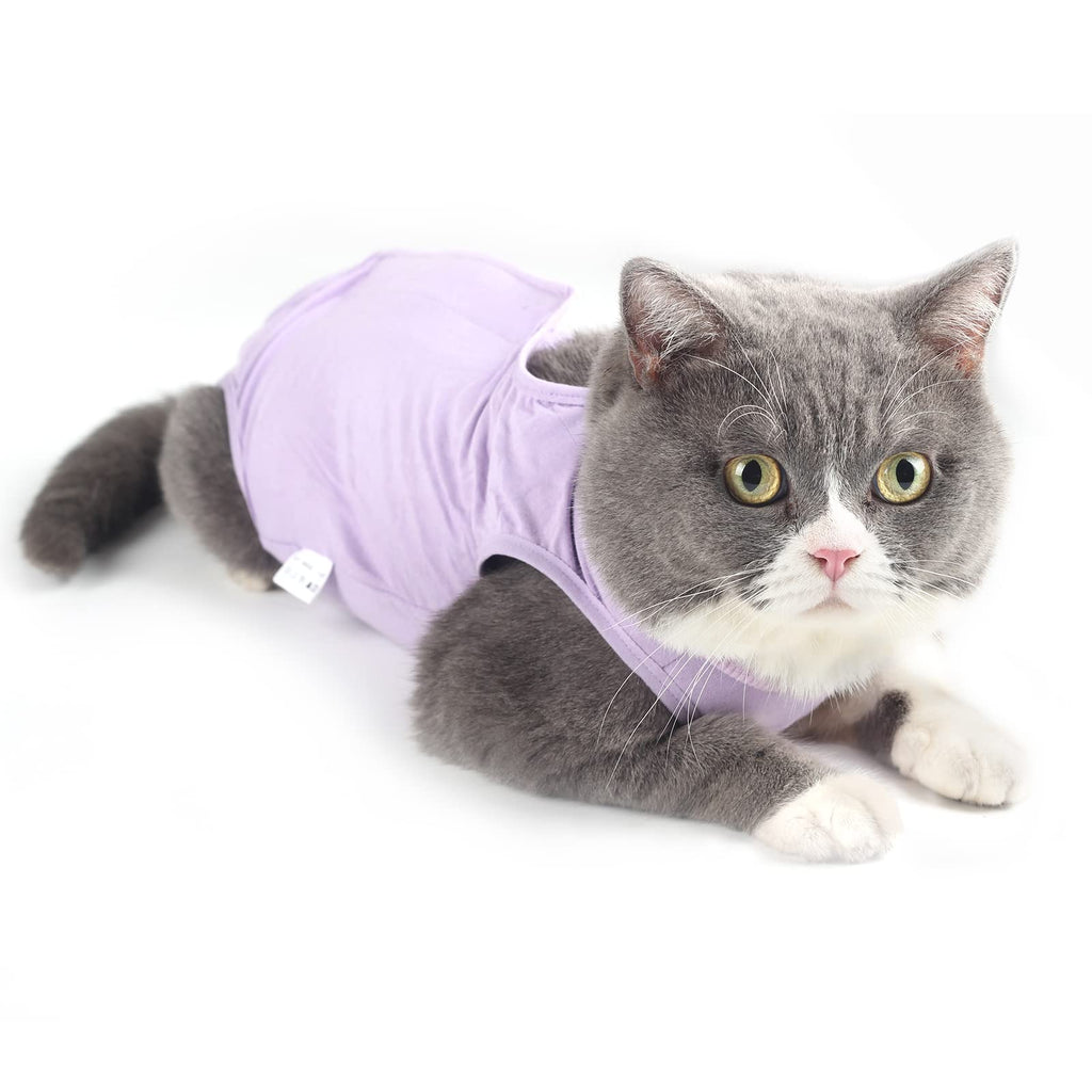 Oursunshine Cat Surgery Recovery Suit: Medical Pet Vest Onesie After Surgery Wear, Breathable Cat Surgical Bodysuit for Wound Care S Purple - PawsPlanet Australia