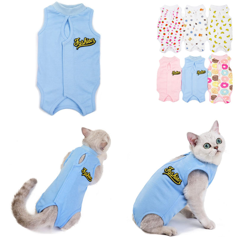 Komate Cat Surgical Professional Recovery Suit After Surgery Cotton Pet Kittens Physiological Clothes for Abdominal Wounds Skin Diseases E-Collar Alternative for Cats and Dogs (S, Blue) S - PawsPlanet Australia