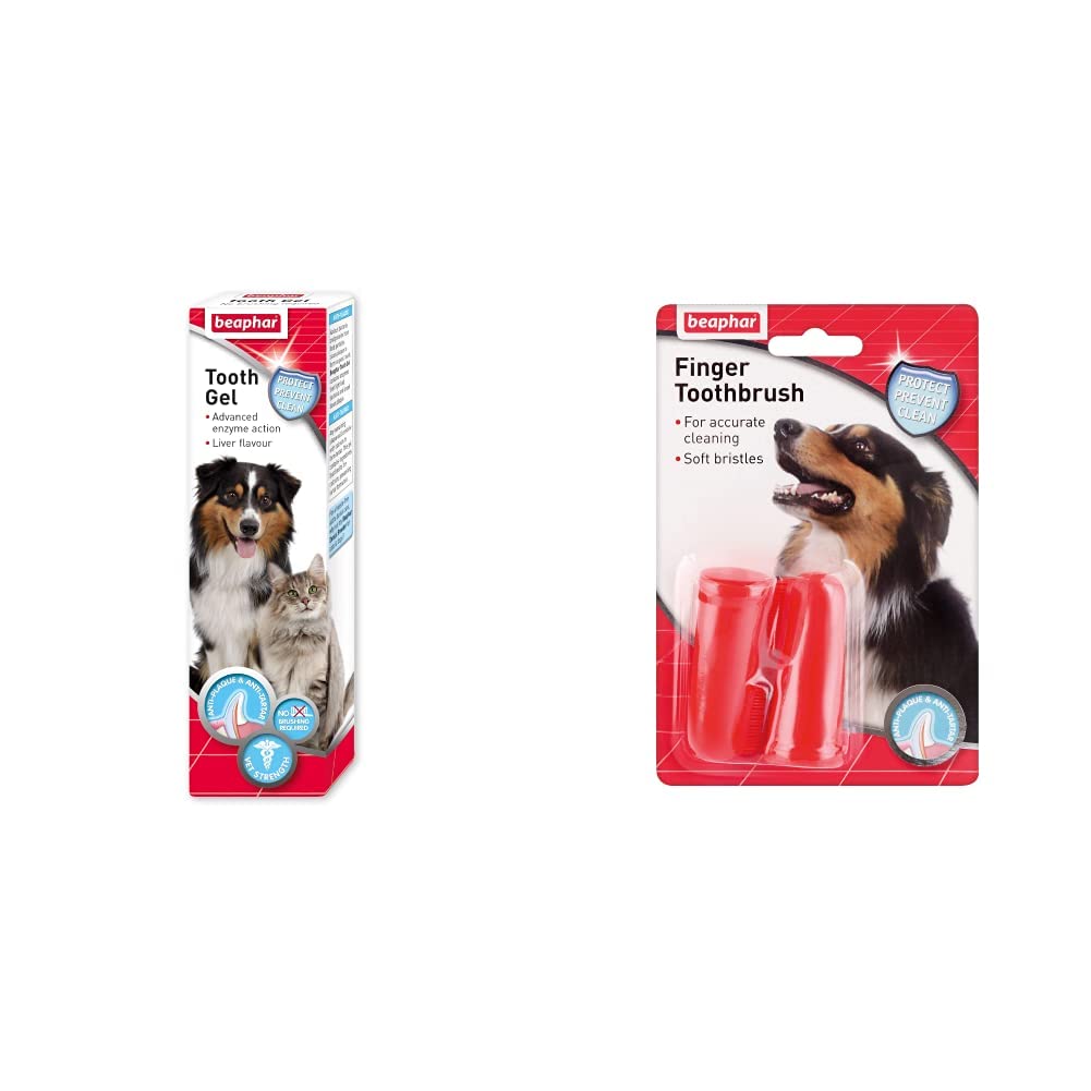 Beaphar Tooth Gel 100 g & Finger Toothbrush + Finger Toothbrush - PawsPlanet Australia