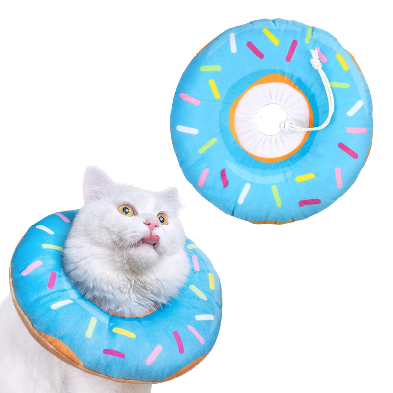 Pet Protective Collar,Adjustable Donut Cat Recovery Collars Cute Soft Cone,Pets Neck Elizabethan Collar Anti-Bite Lick Surgery Wound Healing for Cats Dogs(M) (blue) blue - PawsPlanet Australia