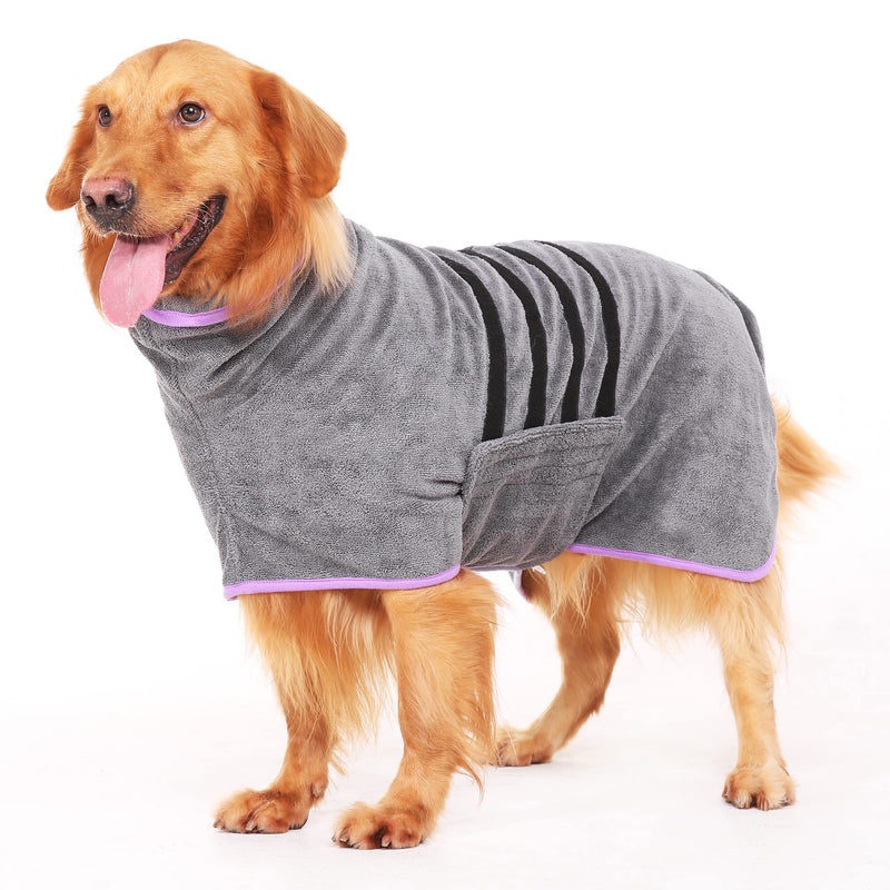 HezzLuv Microfibre Dog Towel Dog Bathrobe Super Absorbent Dog Drying Coats Pet Bathrobe Towels For Medium And Large Dogs, Quick Drying, Adjustable, For Pets Dogs And Cats, L - PawsPlanet Australia