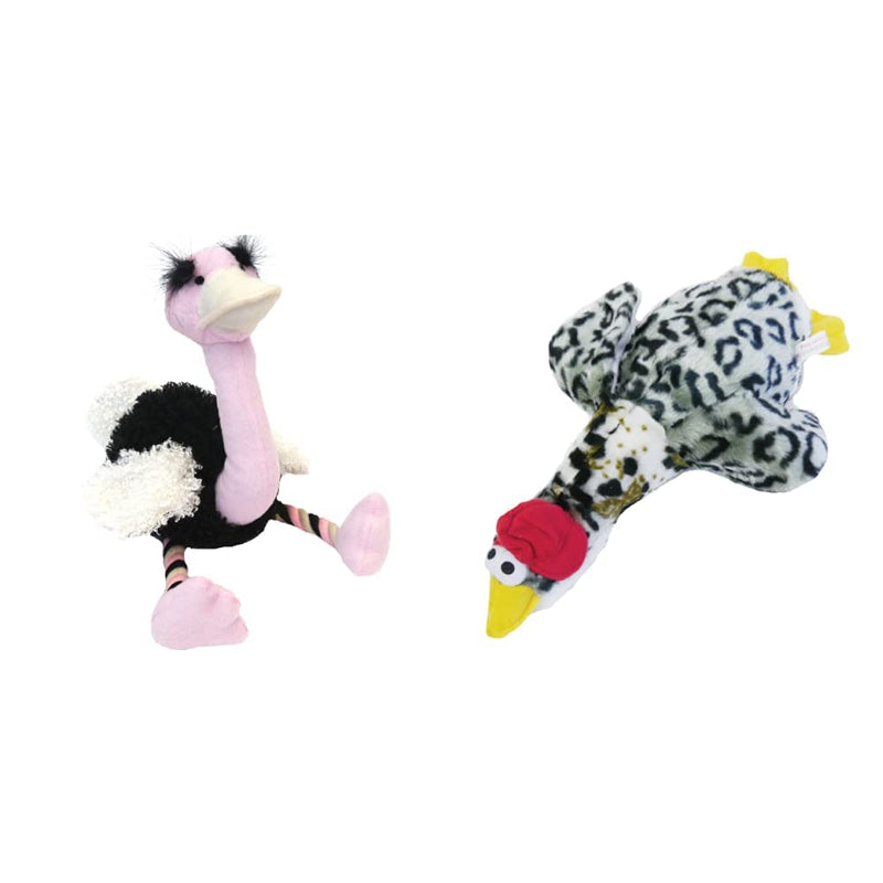 Rosewood Olga Ostrich Dog Toy & Chubleez Quackers, Grey + Chubleez Quackers, Grey - PawsPlanet Australia