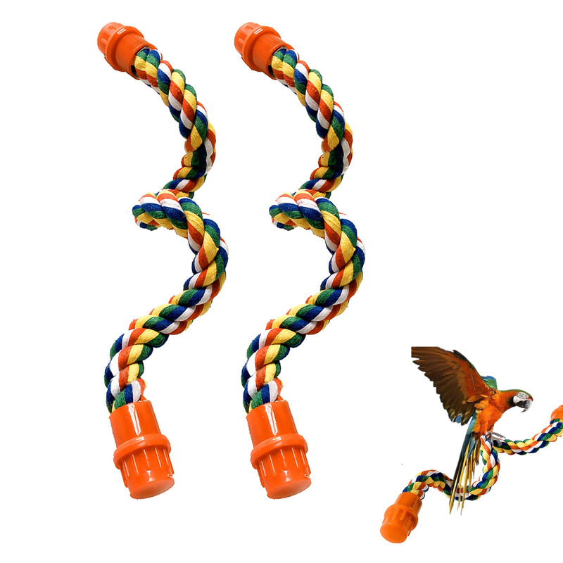2 Pcs Parrot Colorful Cotton Standing Rope Climbing Parrot Stand Cage Hanging Toys for Macaws, Parakeets and Parrots - PawsPlanet Australia